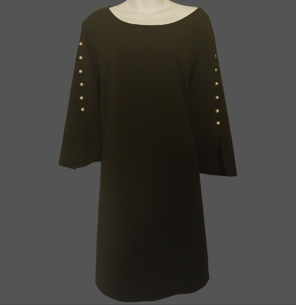Elegant Black Dress with Pearl Accents